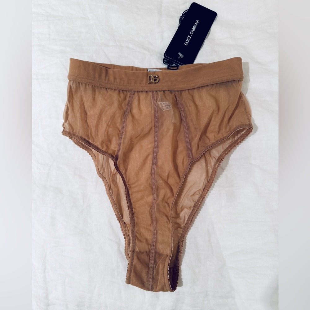 New Dolce & Gabbana High Waisted Sheer Designer Panty Brief Lingerie XS